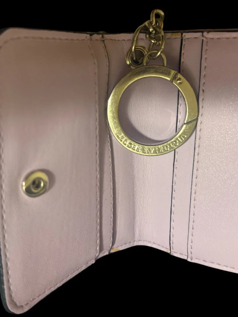 Victoria's Secret Lilac Quilted Key & Card Holder with Ring